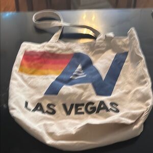 Aviator Nation White Tote Bag with Rainbow Stripe